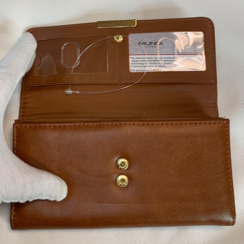 NWOT SafeKeeper Brand Brown with Colorful Stripes Trifold RFID Wallet! - Picture 4 of 12